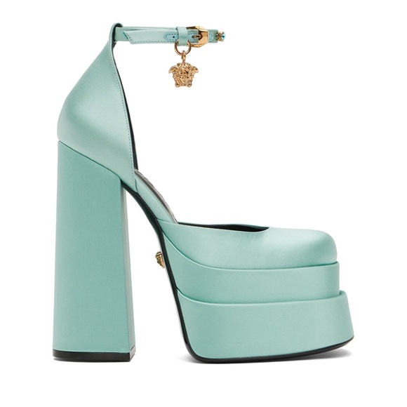 Versace Blue Medusa Aevitas Platform Heels Women's Size EU 35